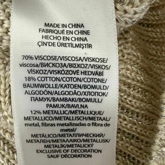 Polo Ralph Lauren Metallic Gold Cable Knit Crewneck Sweater Cotton Blend | Large - Picture 7 of 12